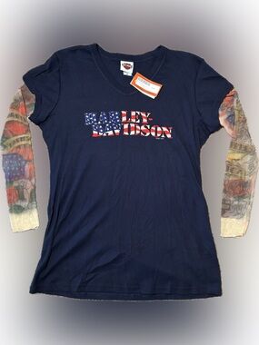 95. Harley-Davidson Dark Blue V-Neck Tee